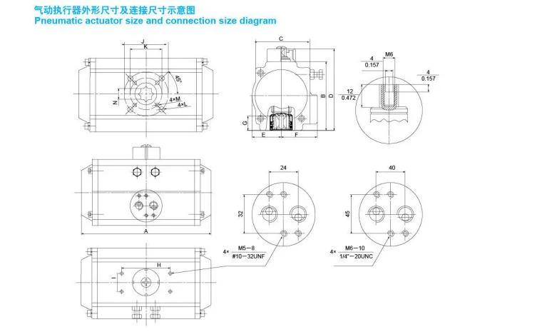 CE/ SGS/ ISO9001 DN52 Rack and Pinion Aluminum Pneumatic Actuator for Buttery Valve or Ball Valve